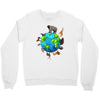 animal polygon around the planet Crewneck Sweatshirt