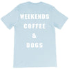 weekends coffe and dogs white back T-Shirt