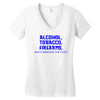 funny t shirt alcohol tobacco firearms who's bringing the chips tee Women's V-Neck T-Shirt