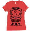 Never Underestimate Dog Rescuer Who Was Born July Ladies Fitted T-Shirt