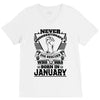 Never Underestimate Dog Rescuer Who Was Born January V-Neck Tee