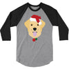 golden retriever dog with red santa's hat 3/4 Sleeve Shirt