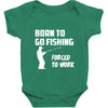 born to go fishing forced to work mens funny Baby Bodysuit