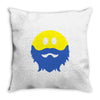 bearded smiley face Throw Pillow