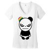 angry panda rainbow Women's V-Neck T-Shirt