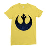 rebel logo with space pattern Ladies Fitted T-Shirt