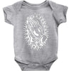 praying hands cross mary rock band baseball jersey Baby Onesie