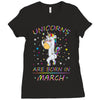 Unicorns are born in March Ladies Fitted T-Shirt