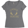 i'd rather be hunting deer antlers ammo hunt gear merica cool Women's Triblend Scoop T-shirt