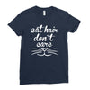 cat hair don't care cute crazy cat Ladies Fitted T-Shirt