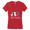 happy meowr Women's V-Neck T-Shirt