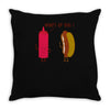 what up dog ketchup hot dog Throw Pillow