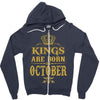 kings are born  october Zipper Hoodie
