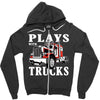 plays with trucks family matching Zipper Hoodie