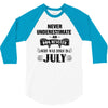 never underestimate an old man who was born in july 3/4 Sleeve Shirt
