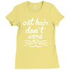 cat hair don't care cute crazy cat Ladies Fitted T-Shirt