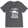 t rex hates pushups V-Neck Tee