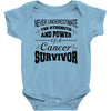 never underestimate the strength and power of a cancer survivor Baby Bodysuit