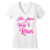 this mom hugs kiss es Women's V-Neck T-Shirt