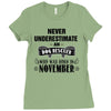 never underestimate an old man who was born in november Ladies Fitted T-Shirt