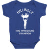 hillbilly hog wrestling champ  funny  comic wrestling redneck Baby Bodysuit