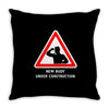 body under construction road sign Throw Pillow
