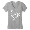 music heart rock baseball Women's V-Neck T-Shirt