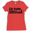 life begins after coffee Ladies Fitted T-Shirt