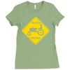tractor crossing farmer's road warning sign Ladies Fitted T-Shirt