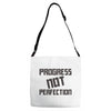 progress not perfection Adjustable Strap Totes