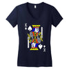 party king design funny humor cool graph baseball Women's V-Neck T-Shirt