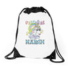 unicorns are born in march cute unicorn Drawstring Bags