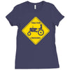 tractor crossing farmer's road warning sign Ladies Fitted T-Shirt