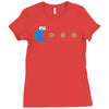 funny 80s pacman cookie monster retro gaming Ladies Fitted T-Shirt