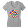 funny girly colorful patterns mustaches Women's V-Neck T-Shirt