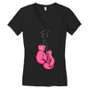 boxing gloves breast cancer Women's V-Neck T-Shirt