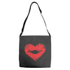 lip print heart Adjustable Strap Totes