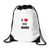i love my dada Drawstring Bags