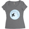 Biker Dinosaur - Dinosaur Riding A Bike To The Moon Women's Triblend Scoop T-shirt