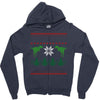ugly dinosaur christmas Zipper Hoodie