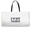 i love my soldier navy camouflage Weekender Totes