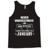 never underestimate an old man who was born in january Tank Top
