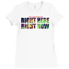 where else would you rather be than right here right now Ladies Fitted T-Shirt