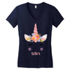birthday unicorn family series sister Women's V-Neck T-Shirt
