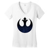 rebel logo with space pattern Women's V-Neck T-Shirt