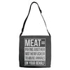 meat= paying another motherfucker Adjustable Strap Totes