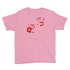 bloody hand print funny zombie kill undead blood horror killer Youth Tee