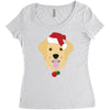 golden retriever dog with red santa's hat Women's Triblend Scoop T-shirt