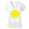 acid house smiley face 90's rave club hardcore party Women's V-Neck T-Shirt