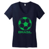 brasil sport soccer ball fun Women's V-Neck T-Shirt